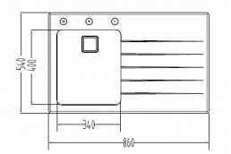 Sklenený drez R Line 860x540 1x, čierny, ľavý